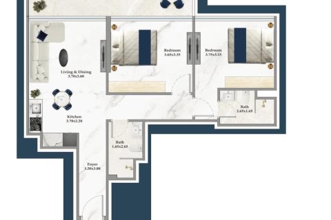 Квартира с 2 спальнями в Район 4, Вьетнам №91341 14