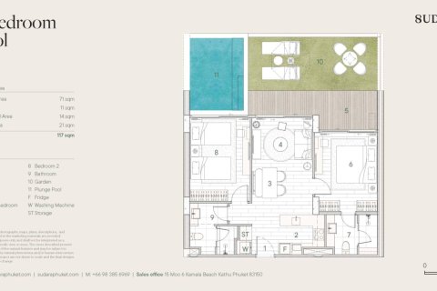 Кондоминиум с 2 спальнями в Банг Тао, Таиланд №1665 4