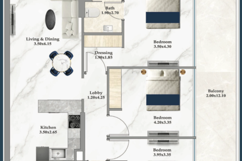 3 dormitorios Apartment en Can Tho, Vietnam No. 88619 2