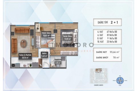 Квартира с 3 спальнями в Каузяй, Вьетнам №80370 9