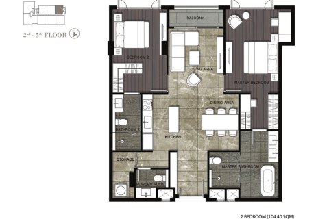 Кондоминиум  с 2 спальнями в Бангкок, Таиланд №319 3