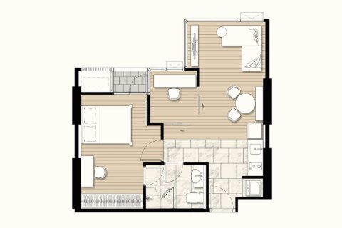 Кондоминиум  с 1 спальней в Бангкок, Таиланд №417 4