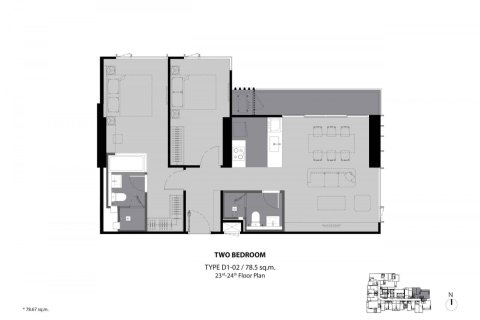 Кондоминиум  с 2 спальнями в Бангкок, Таиланд №98302 6